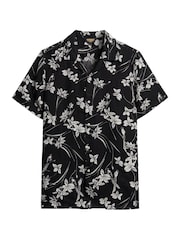 Superdry Black Open Collar Print Shirt - Image 4 of 6