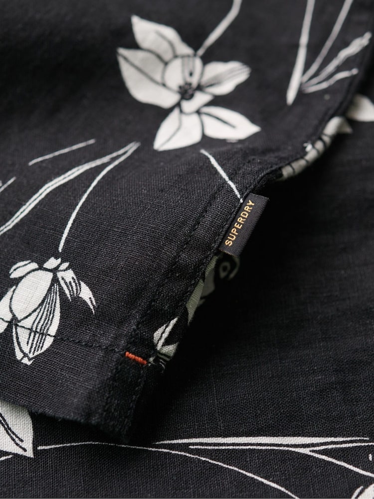 Superdry Black Open Collar Print Shirt - Image 6 of 6
