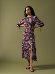 Great Plains Purple Mono Poppy Tie Back Dress - Image 1 of 5