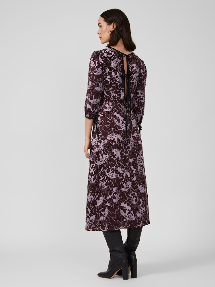 Great Plains Purple Mono Poppy Tie Back Dress - Image 2 of 5