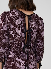 Great Plains Purple Mono Poppy Tie Back Dress - Image 4 of 5