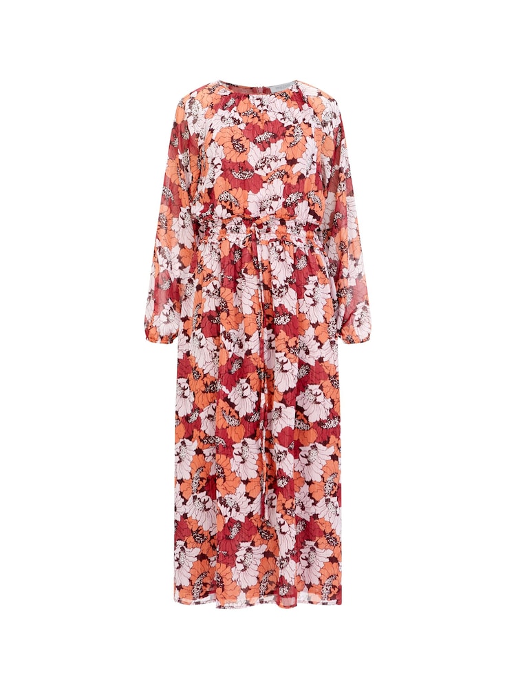 Great Plains Red Retro Poppy Long Sleeve Midi Dress - Image 5 of 5 Great Plains Red Retro Poppy Long Sleeve Midi Dress - Image 5 of 5