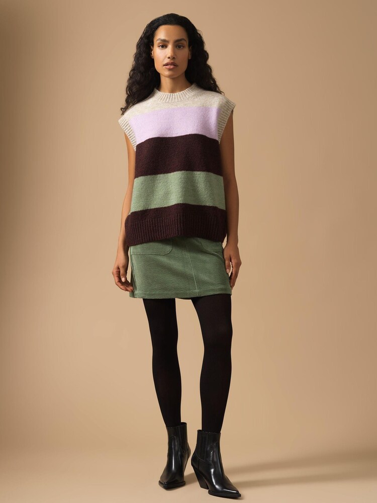 Great Plains Natural Winter Stripe Knit Sleeveless Jumper - Image 1 of 5