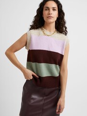 Great Plains Natural Winter Stripe Knit Sleeveless Jumper - Image 4 of 5