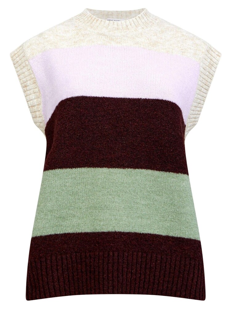 Great Plains Natural Winter Stripe Knit Sleeveless Jumper - Image 5 of 5