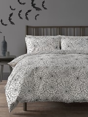 Copenhagen Home White Halloween Spider Web Duvet Cover & Pillowcase Set - Image 1 of 3