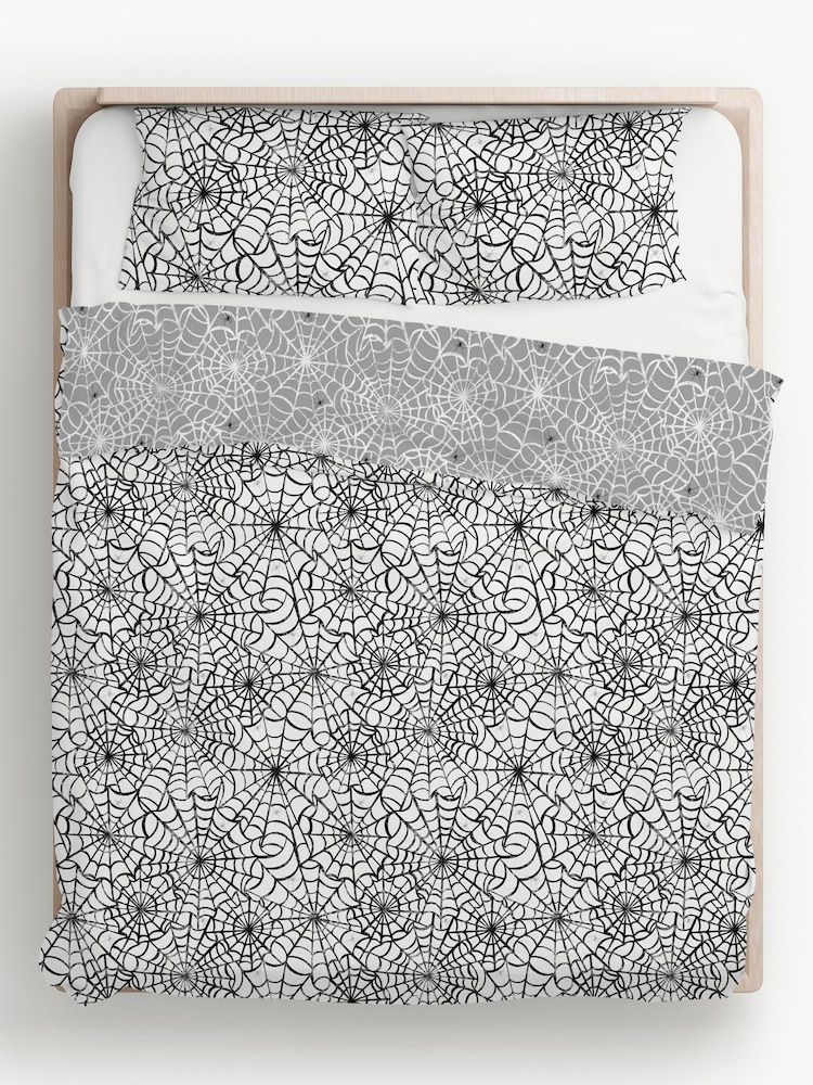 Copenhagen Home White Halloween Spider Web Duvet Cover & Pillowcase Set - Image 3 of 3