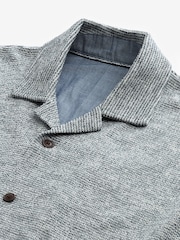 Bleu - Cuban Col Textured Jersey Manches courtes Chemises - Image 2 of 7