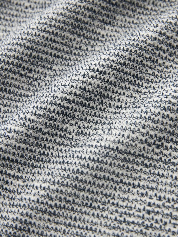 Bleu - Cuban Col Textured Jersey Manches courtes Chemises - Image 3 of 7
