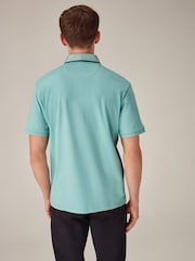 Aqua Blue 100% Cotton Short Sleeve Smart Collar Polo Shirt - Image 4 of 8