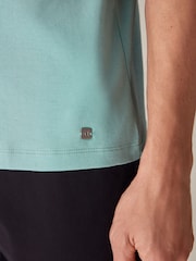 Aqua Blue 100% Cotton Short Sleeve Smart Collar Polo Shirt - Image 5 of 8