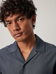 Slate Grey Textured Jersey Short Sleeve Shirt - Image 1 of 8