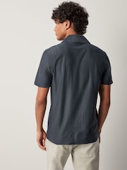 Slate Grey Textured Jersey Short Sleeve Shirt - Image 3 of 8