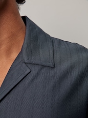 Slate Grey Textured Jersey Short Sleeve Shirt - Image 5 of 8