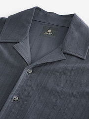 Slate Grey Textured Jersey Short Sleeve Shirt - Image 7 of 8