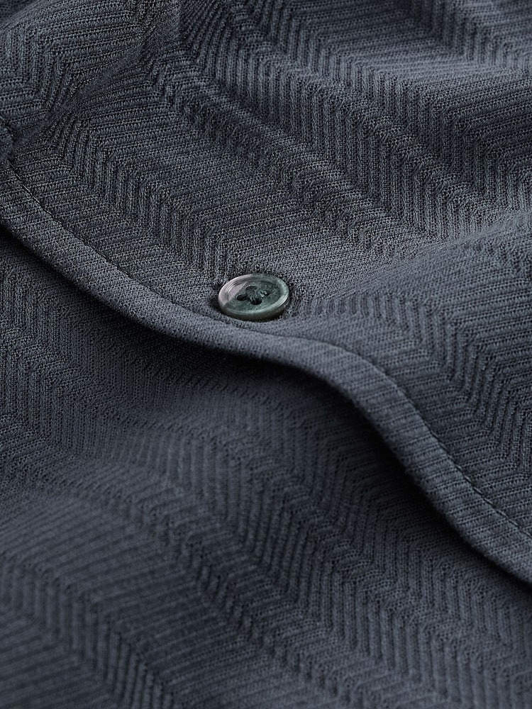 Slate Grey Textured Jersey Short Sleeve Shirt - Image 8 of 8