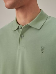 Green Regular Fit Short Sleeve Pique Polo Shirt - Image 4 of 8