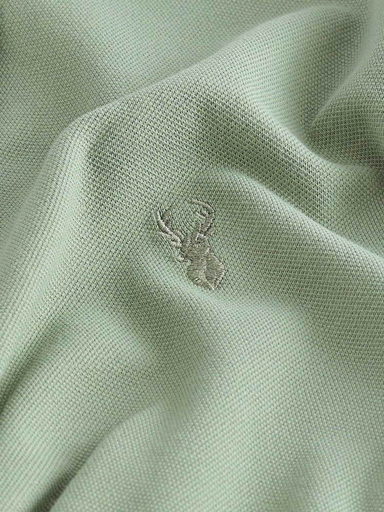 Green Regular Fit Short Sleeve Pique Polo Shirt - Image 8 of 8
