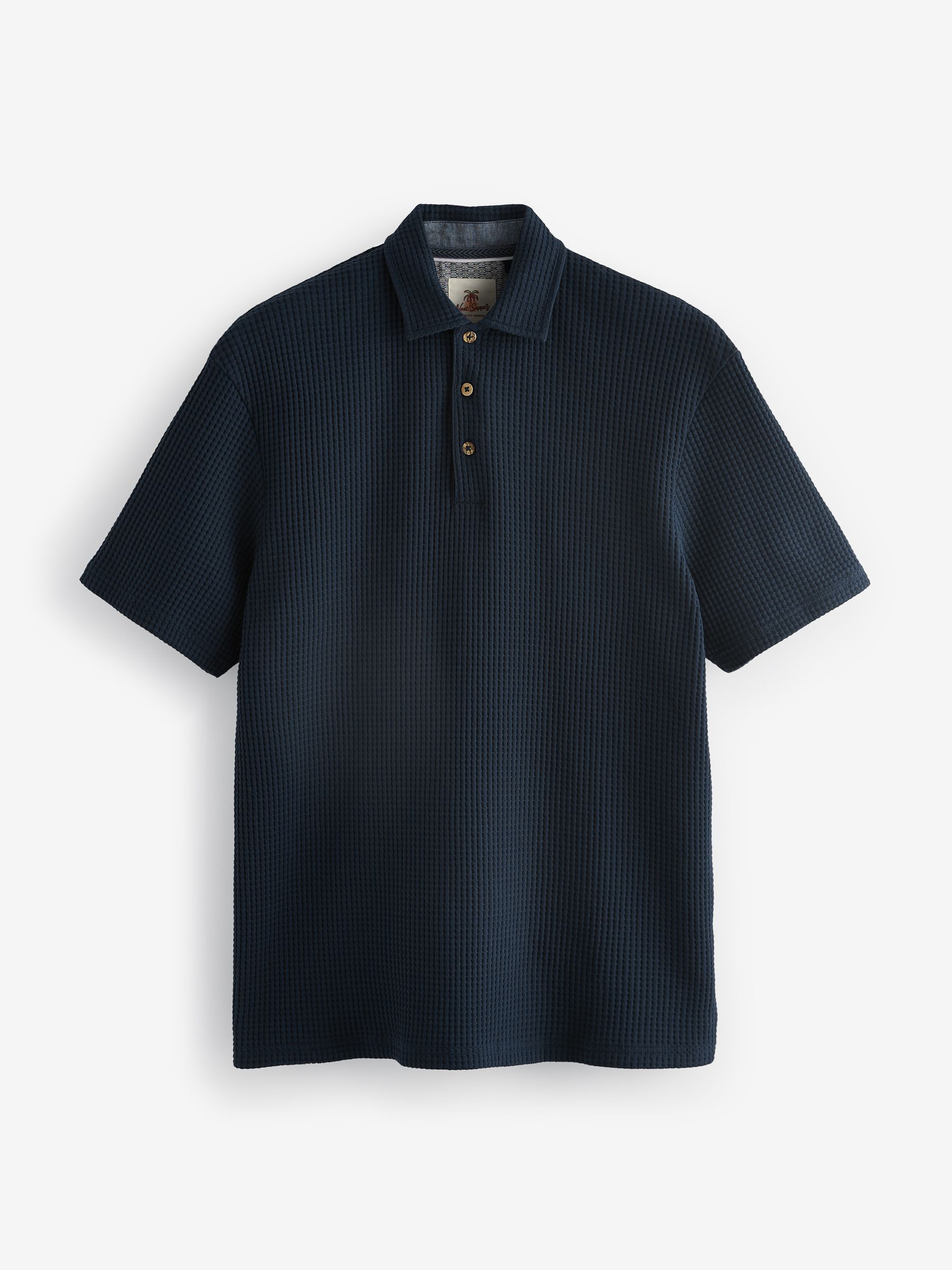 Buy Blue Textured Waffle Polo Shirt from Next Luxembourg Buy Blue Textured Waffle Polo Shirt from Next Luxembourg