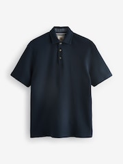 Blue Textured Waffle Polo Shirt - Image 5 of 7