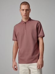 Pink Short Sleeve Textured Polo Shirt - Image 1 of 9