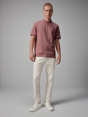 Pink Short Sleeve Textured Polo Shirt - Image 3 of 9