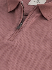 Pink Short Sleeve Textured Polo Shirt - Image 8 of 9