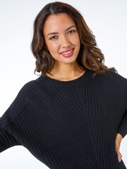 Roman Black Ribbed Batwing Jumper - Image 4 of 5