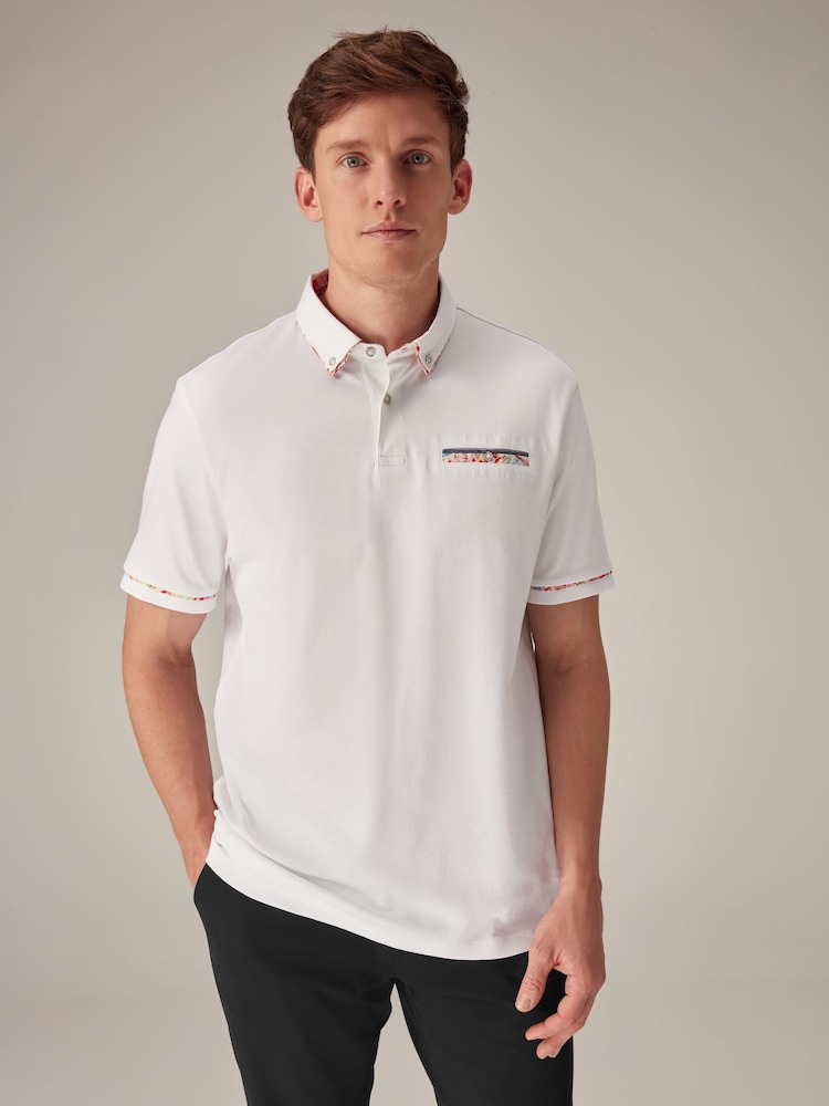 White Short Sleeve Smart Collar Polo Shirt - Image 1 of 7