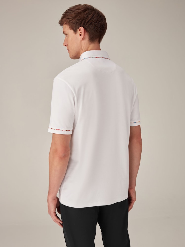 White Short Sleeve Smart Collar Polo Shirt - Image 2 of 7