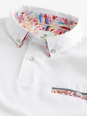 White Short Sleeve Smart Collar Polo Shirt - Image 6 of 7