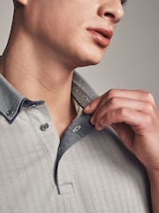Серый - Рубашка-поло с коротким рукавом Smart Collar - Image 5 of 9