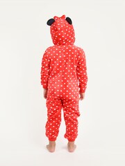 Brand Threads Red Disney Minnie Mouse Girls Hooded Onesie - Image 2 of 5