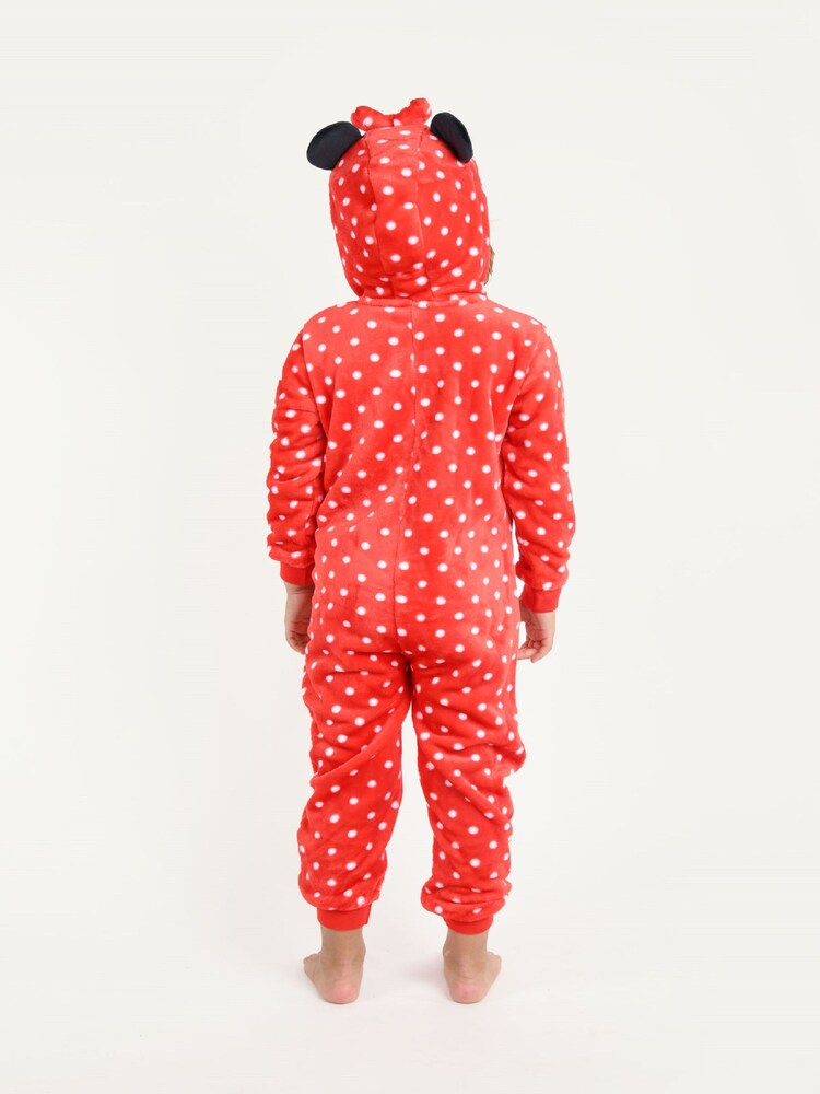 Brand Threads Red Disney Minnie Mouse Girls Hooded Onesie - Image 2 of 5
