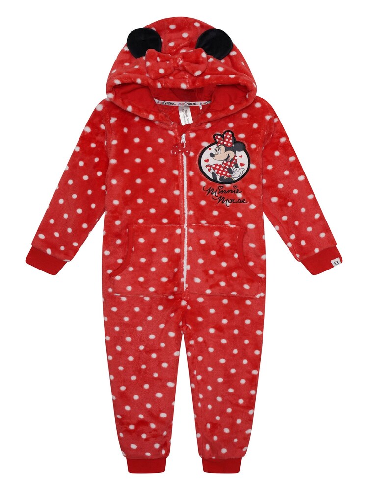 Brand Threads Red Disney Minnie Mouse Girls Hooded Onesie - Image 4 of 5