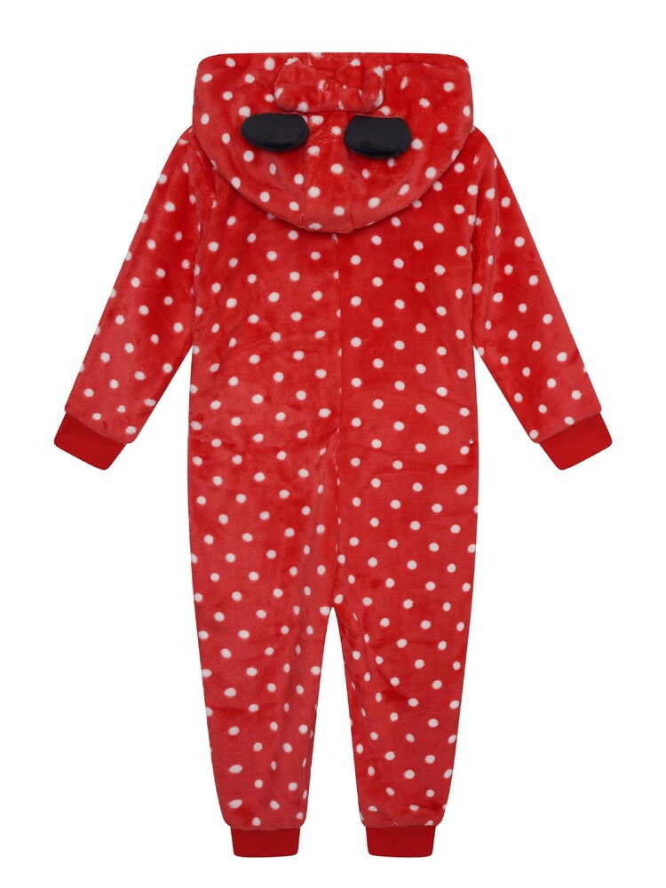 Brand Threads Red Disney Minnie Mouse Girls Hooded Onesie - Image 5 of 5