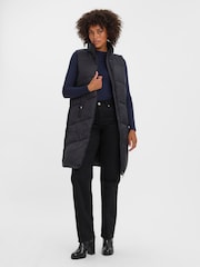 VERO MODA Black Longline Padded Gilet - Image 1 of 6