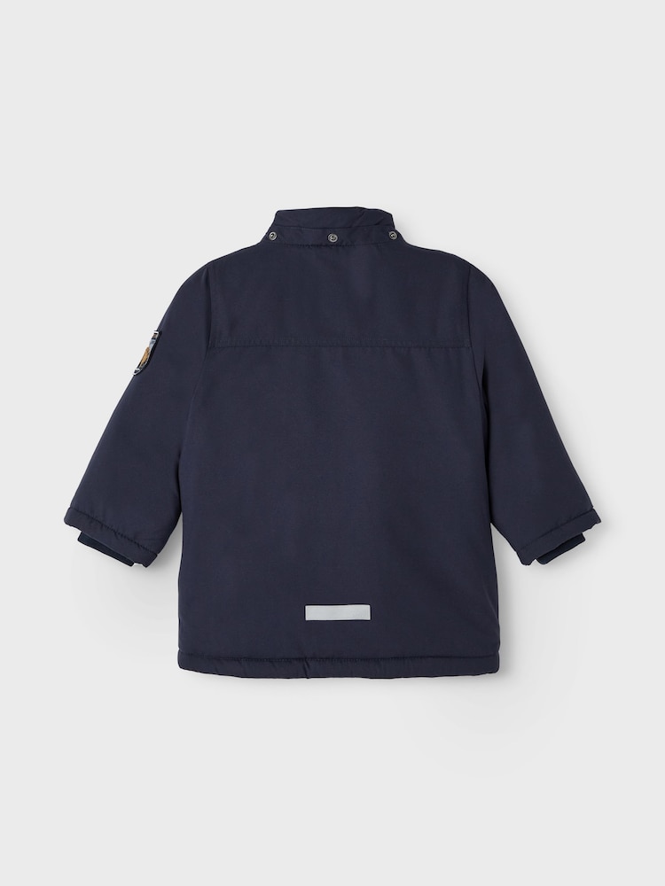 Name It Blue Teddy Lined Parka Jacket With Detachable Hood - Image 2 of 5