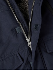 Name It Blue Teddy Lined Parka Jacket With Detachable Hood - Image 4 of 5