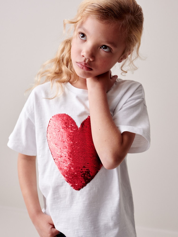 Red Heart Sequin T-Shirt (3-16yrs) - Image 2 of 7