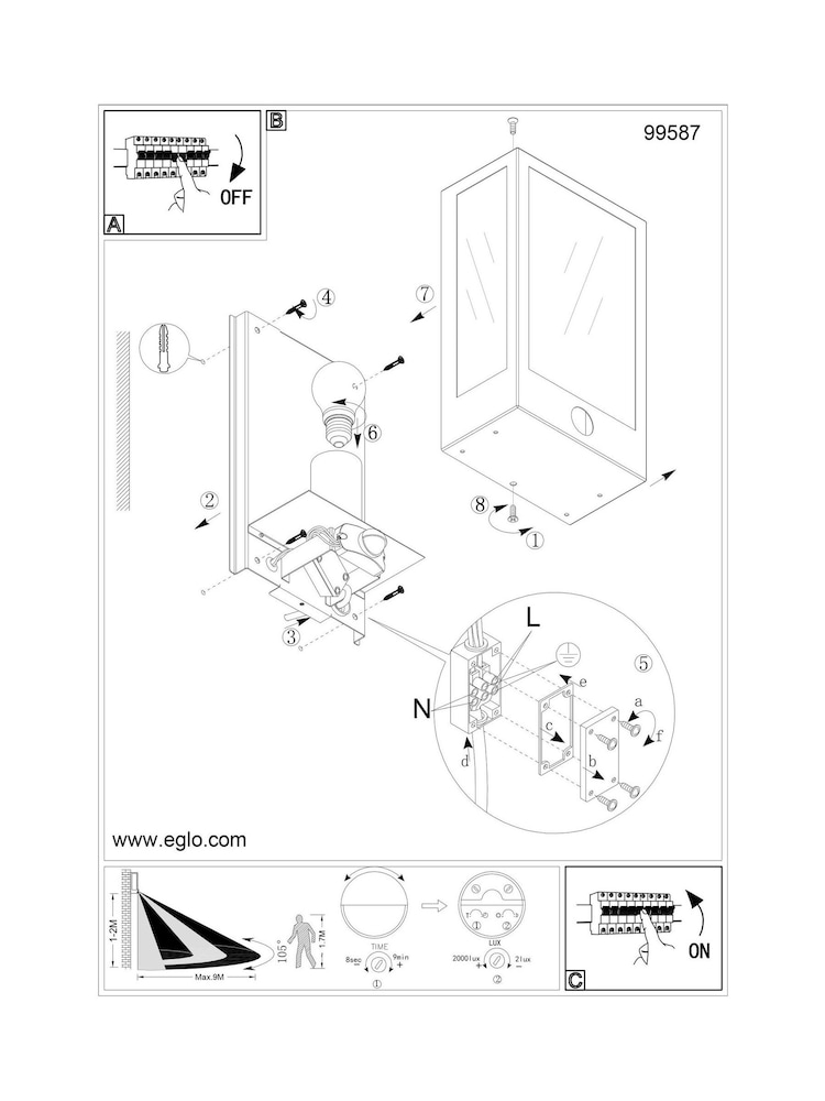 Eglo Black Alamonte Steel Outdoor Wall Light - Image 5 of 5