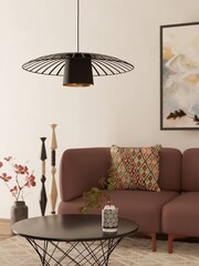 Eglo Black/Gold Felixkirk Single Pendant Ceiling Light - Image 2 of 4