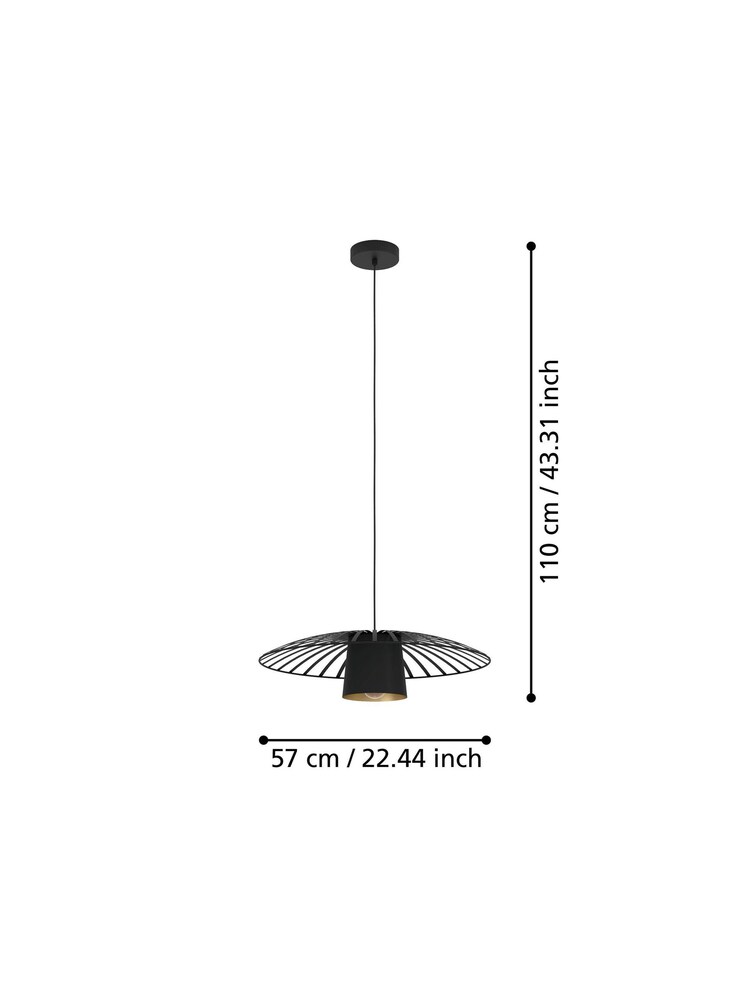 Eglo Black/Gold Felixkirk Single Pendant Ceiling Light - Image 4 of 4