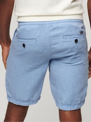 Синий - Superdry льняные шорты с поясом на завязке - Изображение 2 из 5