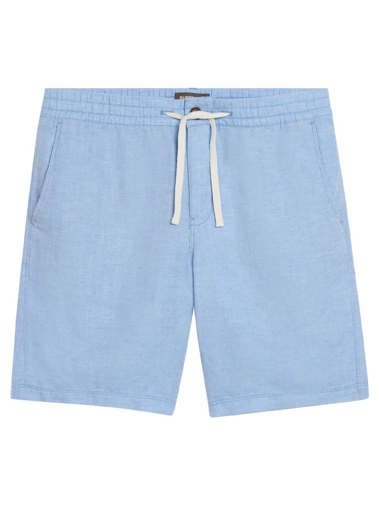Синий - Superdry льняные шорты с поясом на завязке - Изображение 5 из 5