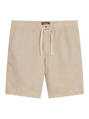 Superdry Cream Drawstring Linen Shorts - Image 1 of 1