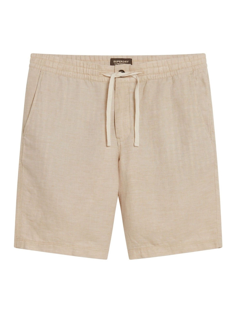 Superdry Cream Drawstring Linen Shorts - Image 1 of 1