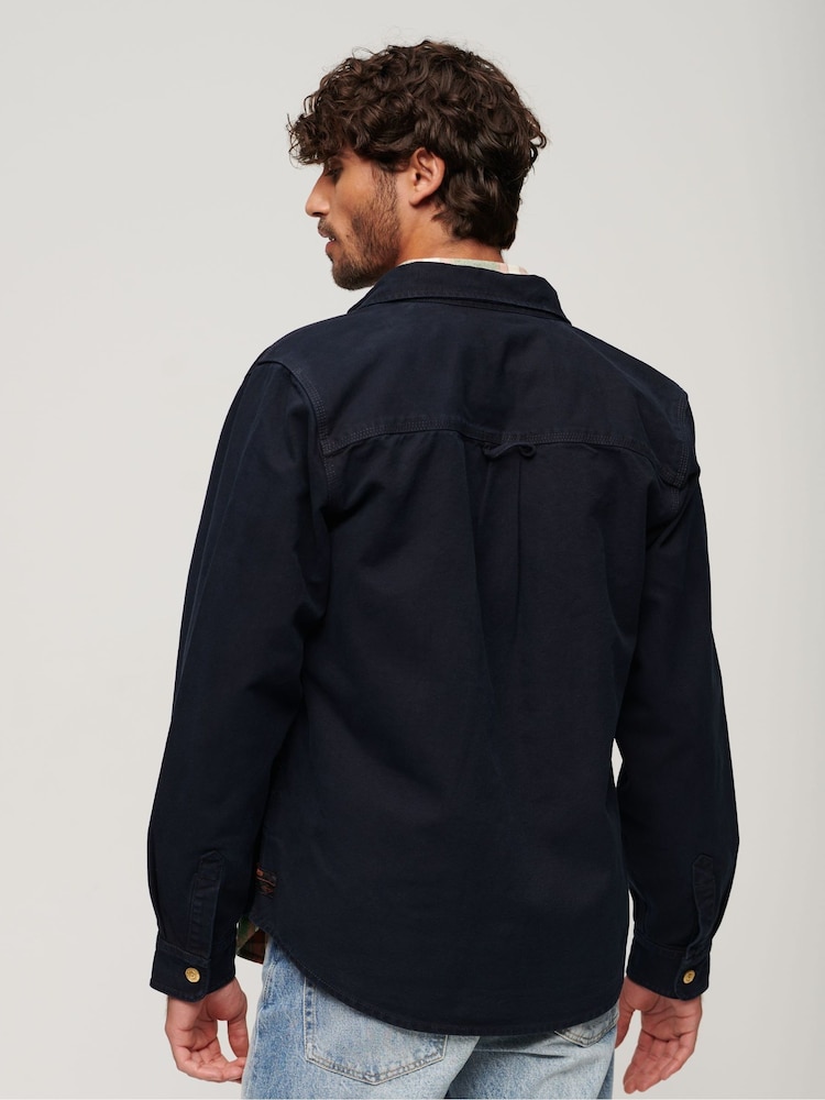 Superdry Blue Surplus Canvas Overshirt - Image 2 of 6
