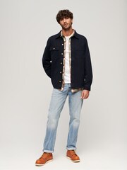 Superdry Blue Surplus Canvas Overshirt - Image 3 of 6