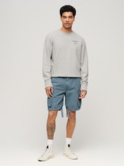 Superdry Grey 100% Cotton Parachute Light Shorts - Image 3 of 6